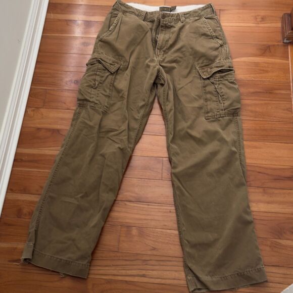 Men American Eagle Baggy Cargo Pants Y2K Western in Khaki Size W32 L32 - Picture 2 of 11